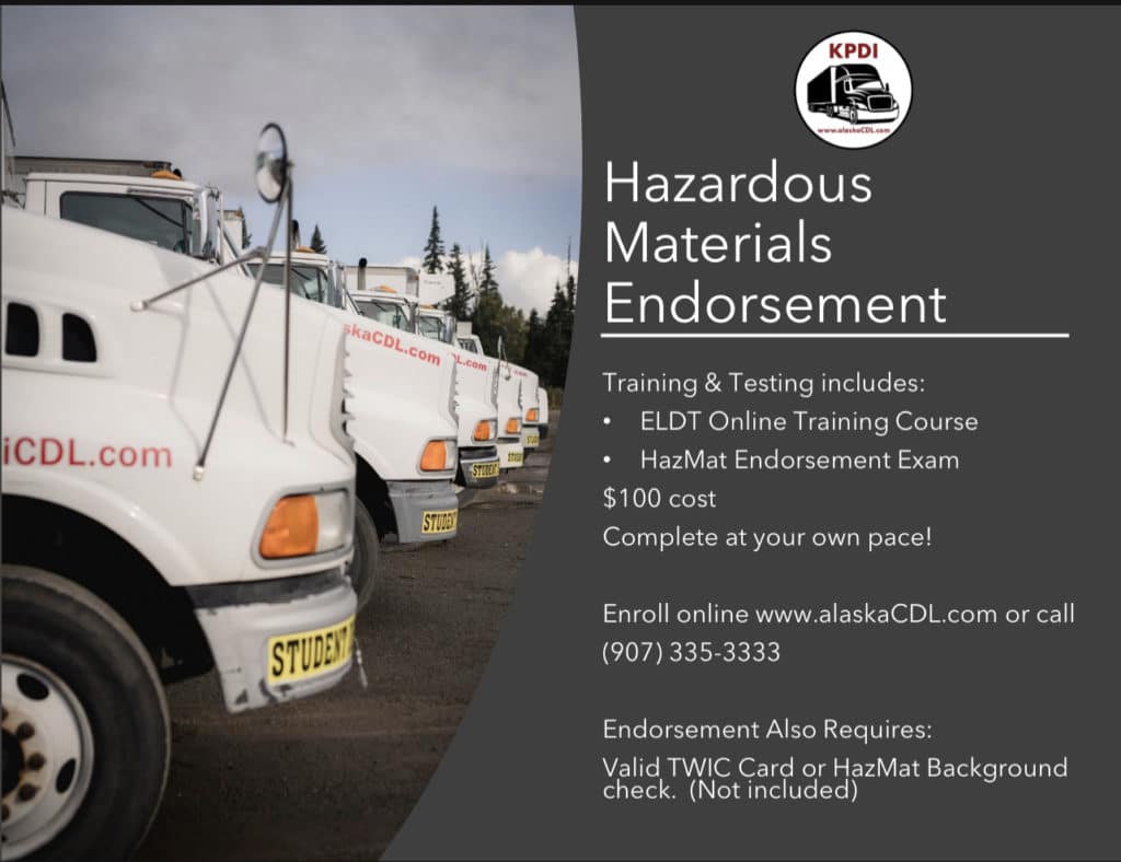 HazMat Endorsement Package - Kenai Peninsula Driving Instruction